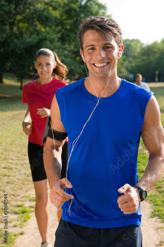 Portrait Of A Male Jogger Listening Music
