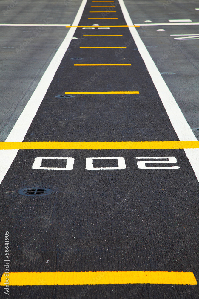 Small runway on the deck of aircraft carrier Small runway on the deck of aircraft carrier