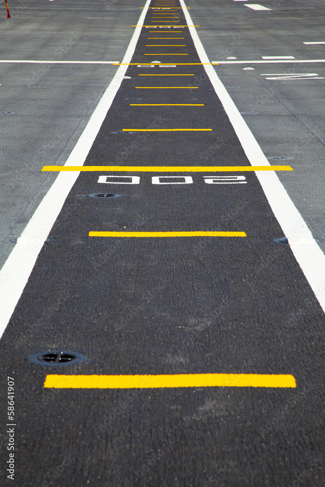 Small runway on the deck of aircraft carrier Small runway on the deck of aircraft carrier