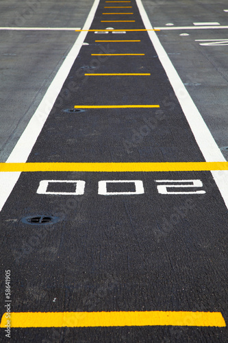 Small runway on the deck of aircraft carrier