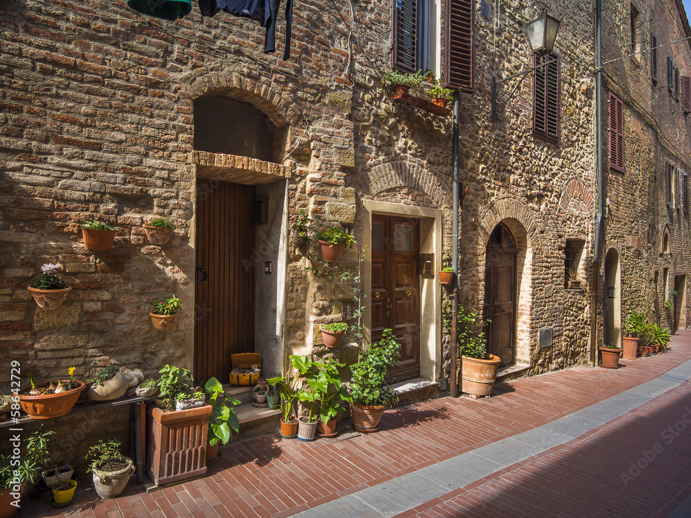 medieval village street in Tuscany