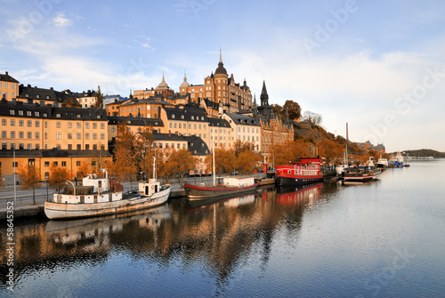 Stockholm embankment with boats