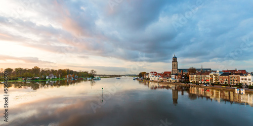 Panoramic river view of the Dutch historic city Deventer photo