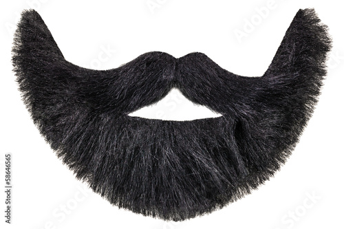 Fotobehang Black beard with mustache isolated on white