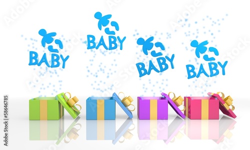 christmas present boxes with baby icon