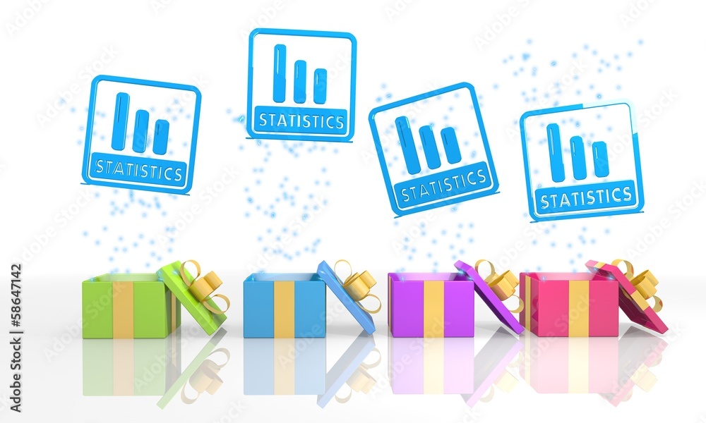 christmas present boxes with statistics symbol