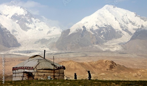 Pamir adventures: Yurt in high mountains, Xinjiang photo