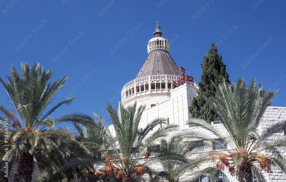 Exterior of Church of the Annunciation, Nazareth, Israel.