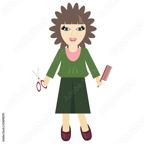 nice girl hairdresser on white background