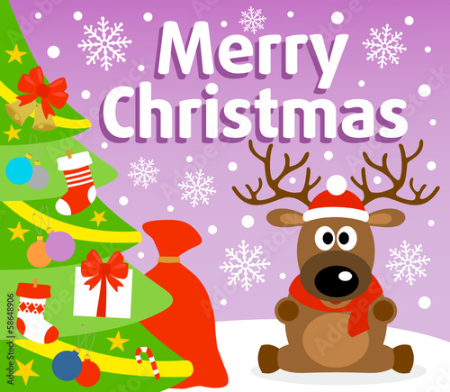 Christmas background card with deer