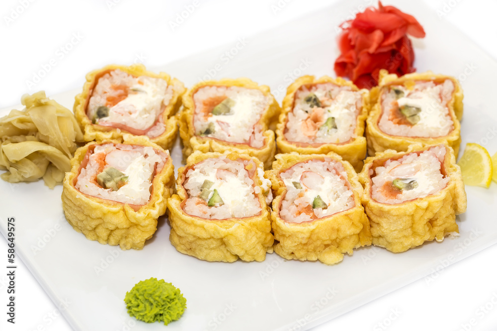 delicious seafood sushi at a Japanese restaurant delicious seafood sushi at a Japanese restaurant