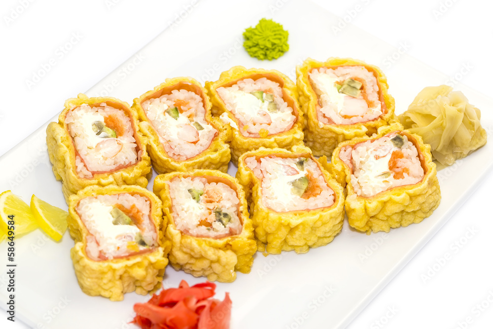 delicious seafood sushi at a Japanese restaurant delicious seafood sushi at a Japanese restaurant