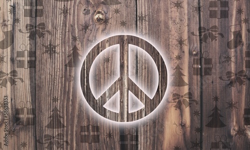 wooden peace label with presents