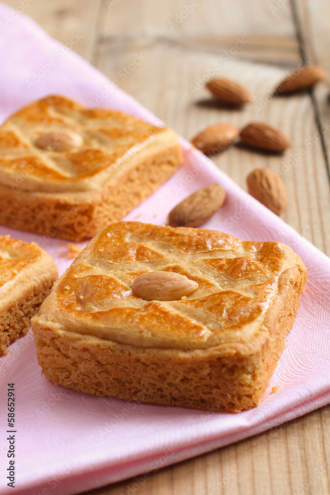 Almond cookies closeup on wooden rustic table Almond cookies closeup on wooden rustic table