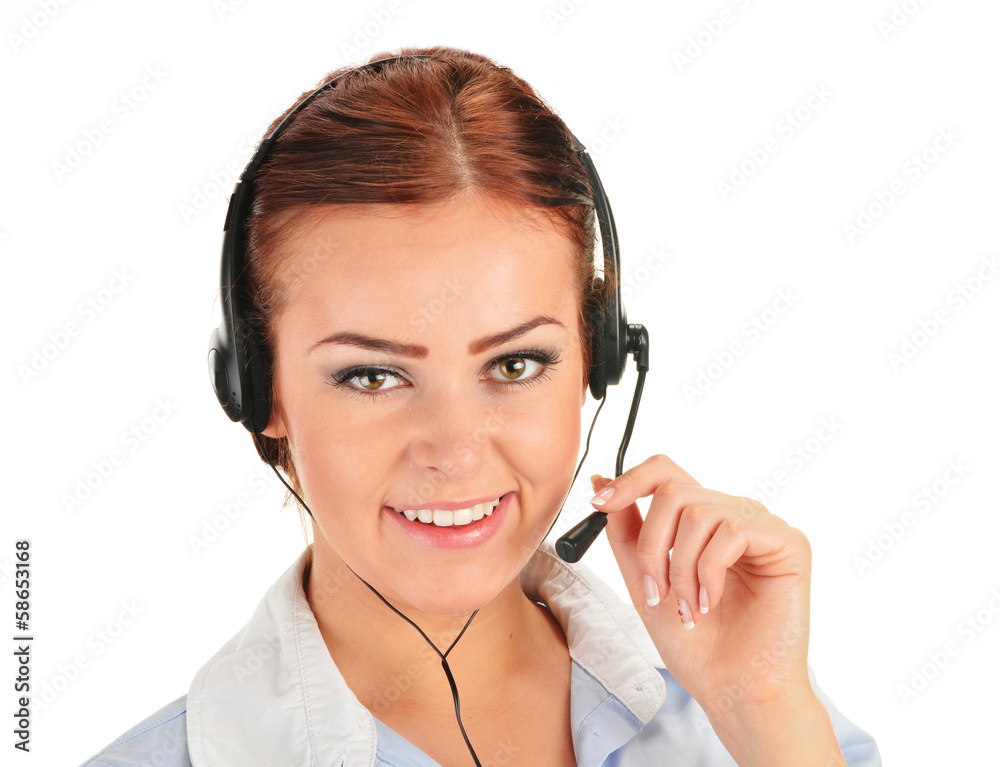 Call center operator isolated on white. Customer support Call center operator isolated on white. Customer support