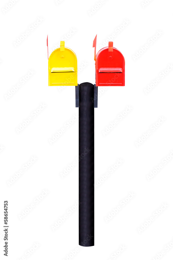 Yellow and red mailbox Yellow and red mailbox