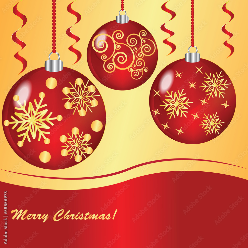 Golden background with christmas balls