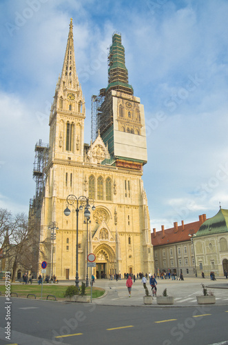 Zagreb Cathedral with Archbishop's Palace. Croatia