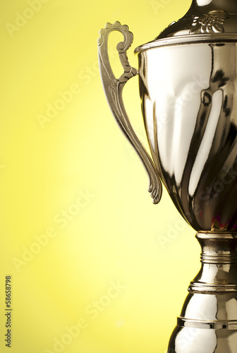 Close up of a silver trophy