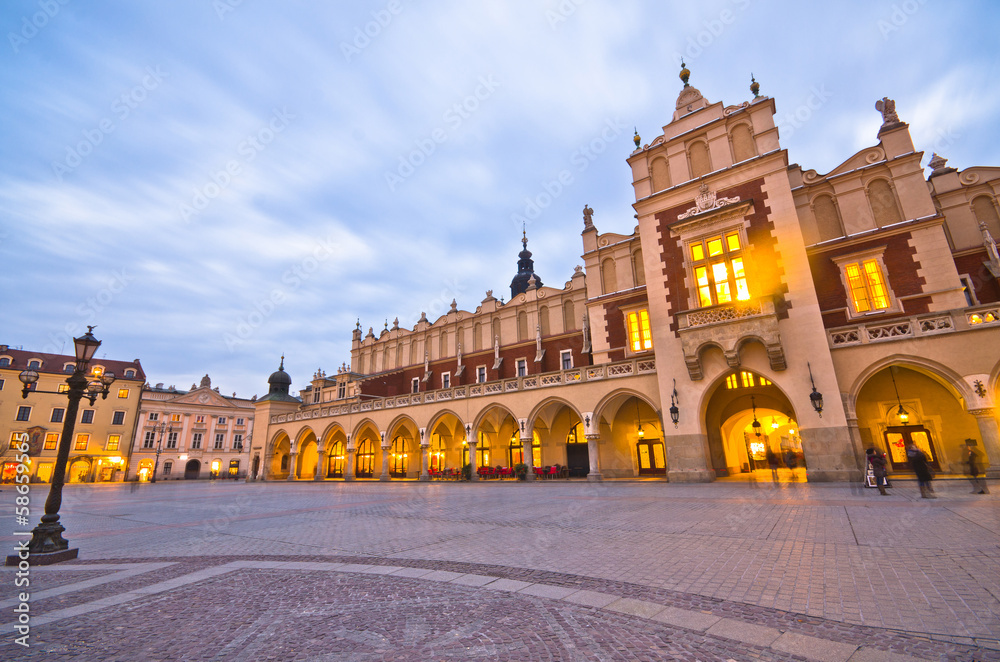 Naklejka premium The Main Market Square in Cracow is the most important square of