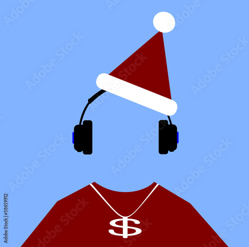 hip hop man wearing santa hat