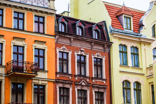 Traditional architecture in famous polish city, Torun, Poland.