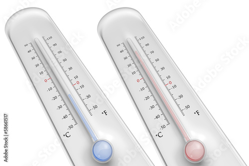 Thermometers on white background