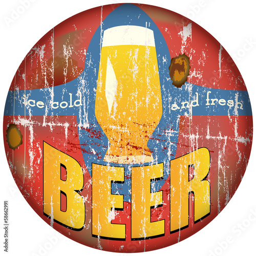 vintage, retro, beer metal sign, vector illustration