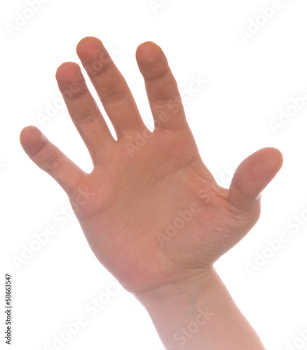 well shaped men hand reaching for something isolated on white