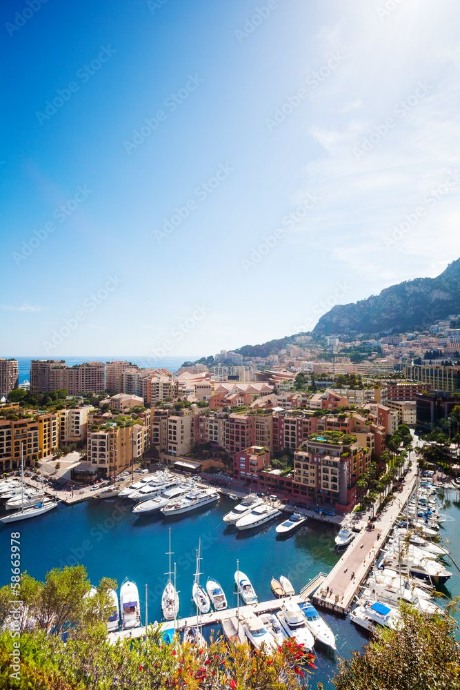 Marina, yachts and luxury district in city of Monaco