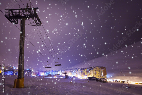 Night on ski resort Pas de la casa, Andorra photo