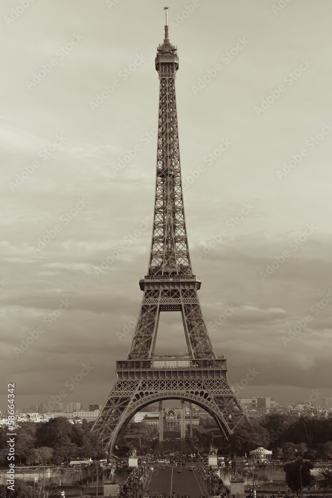 Sepia Eiffel Tower in Paris