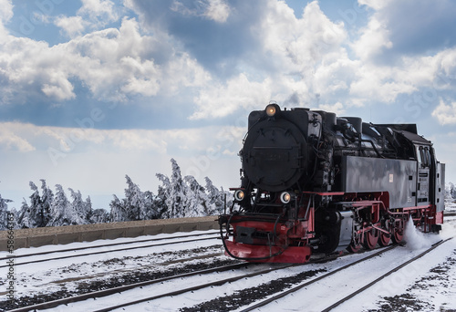 Steam train in the snow