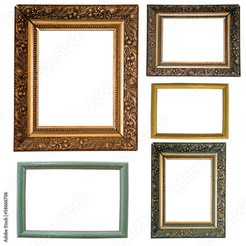 five picture frames isolated on white