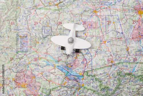 Aviation map with a small airplane
