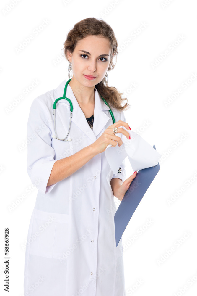 Portrait of a beautiful young nurse crumpled paper. Portrait of a beautiful young nurse crumpled paper.