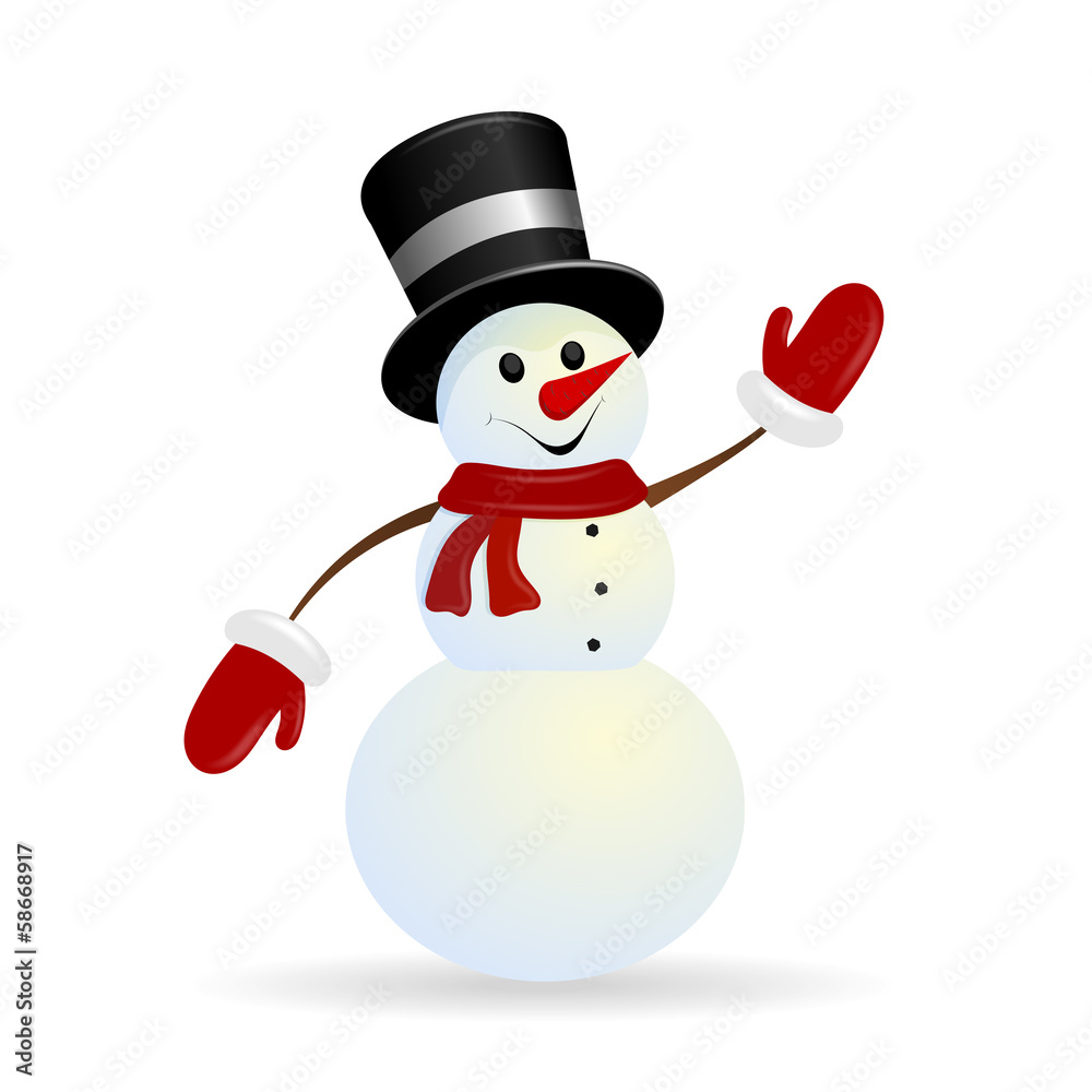 Jolly Christmas snowman on a white background Jolly Christmas snowman on a white background