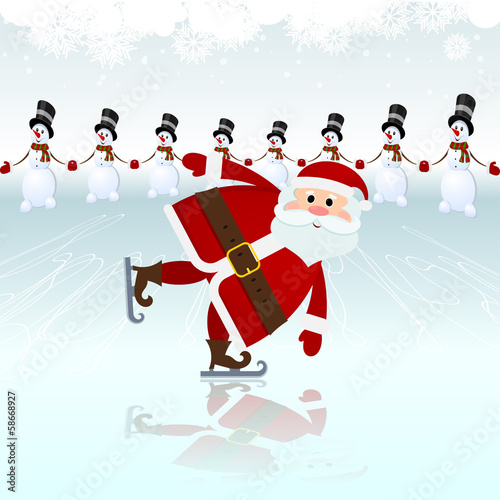 Santa Claus, ice skating