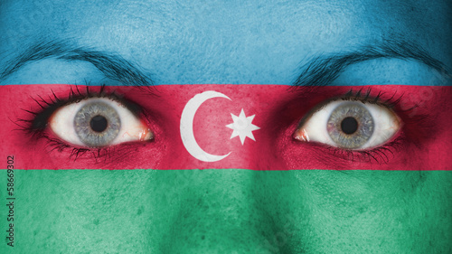 Close up of eyes with flag