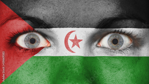 Close up of eyes with flag