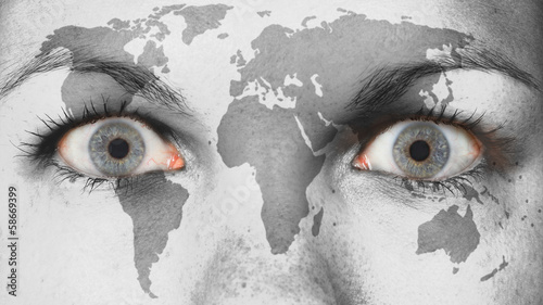Close up of eyes with flag