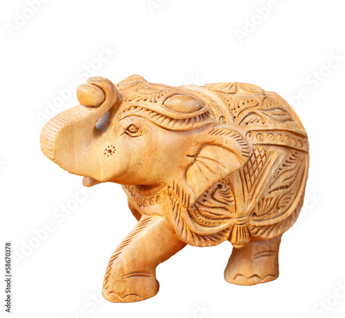Indian wooden hand made statue of an elephant.