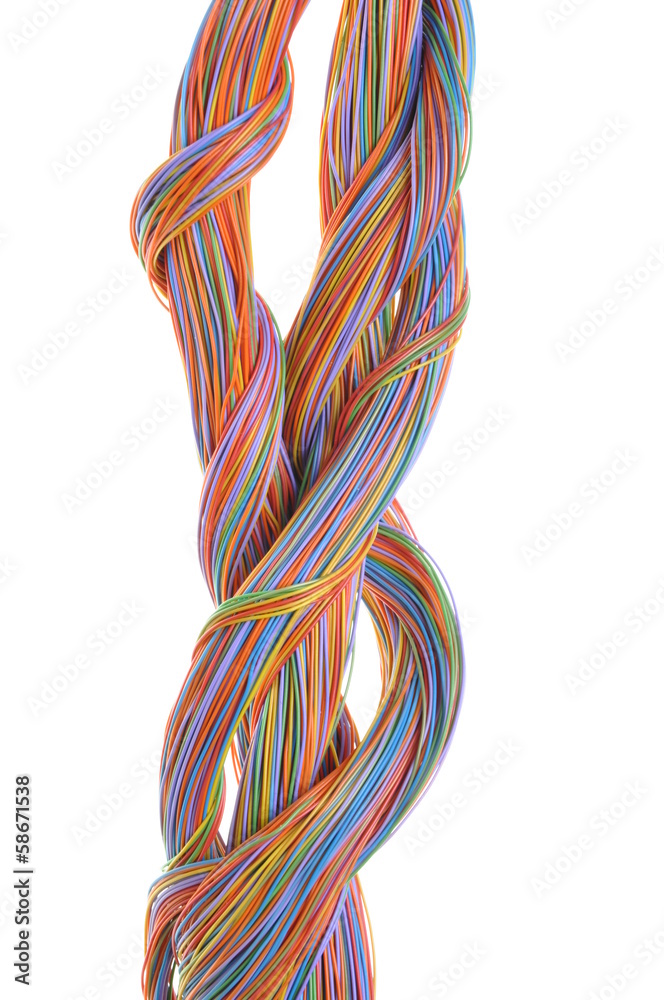 Network computer cables isolated on white background Network computer cables isolated on white background