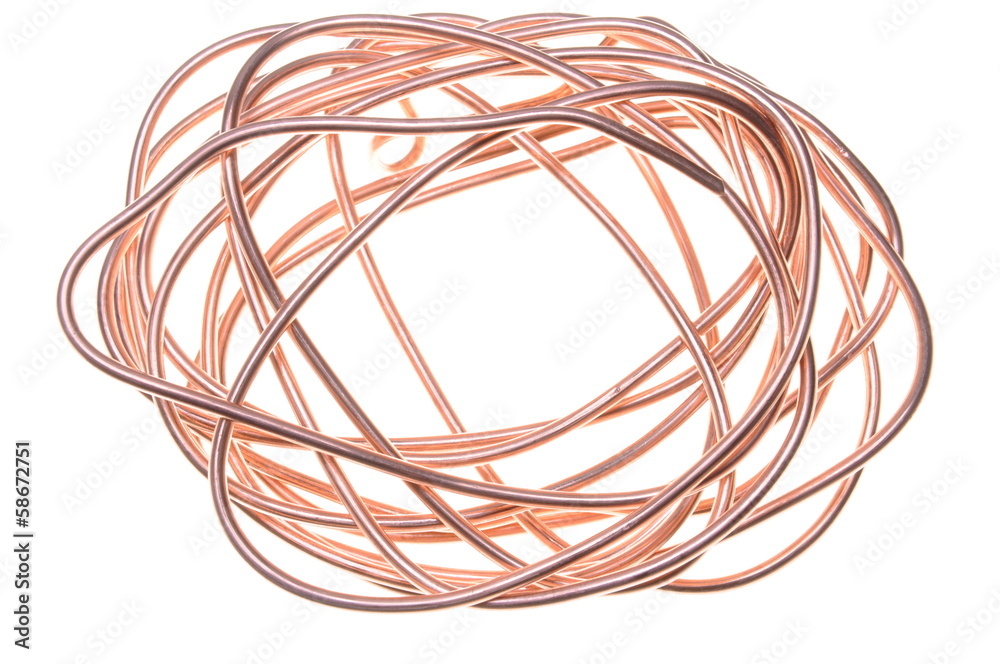Copper wire isolated on white background Copper wire isolated on white background