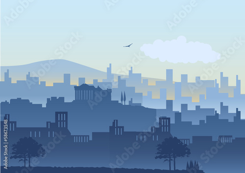 An illustration of Athens skyline