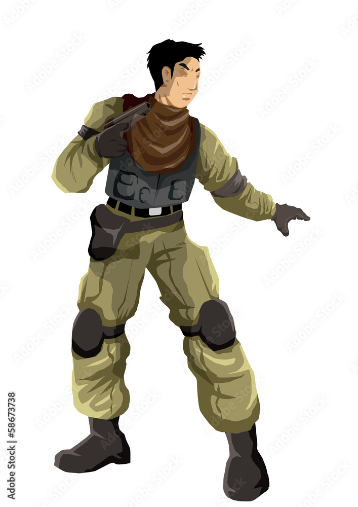 Illustration of a soldier action figure