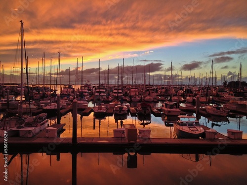 Sunset over Sailboats Chula Vista Marina Southern California