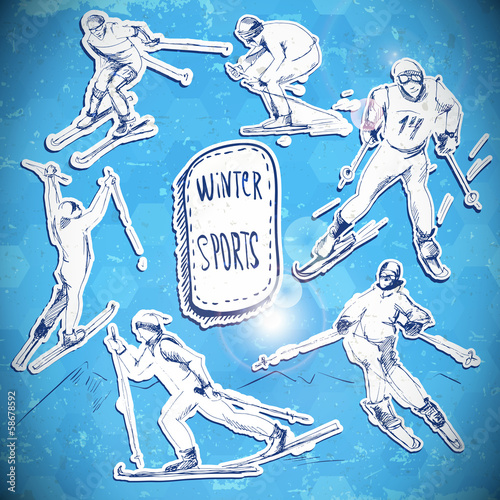 Winter sports, skier scetch
