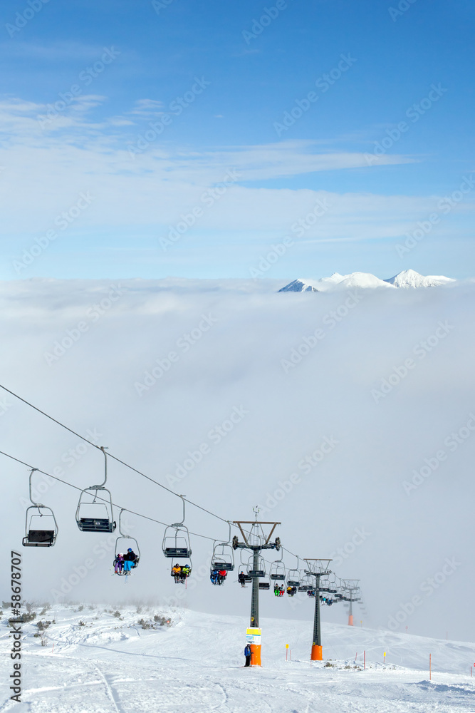 Obraz premium Ski lift in mountain resort, Germany Alps