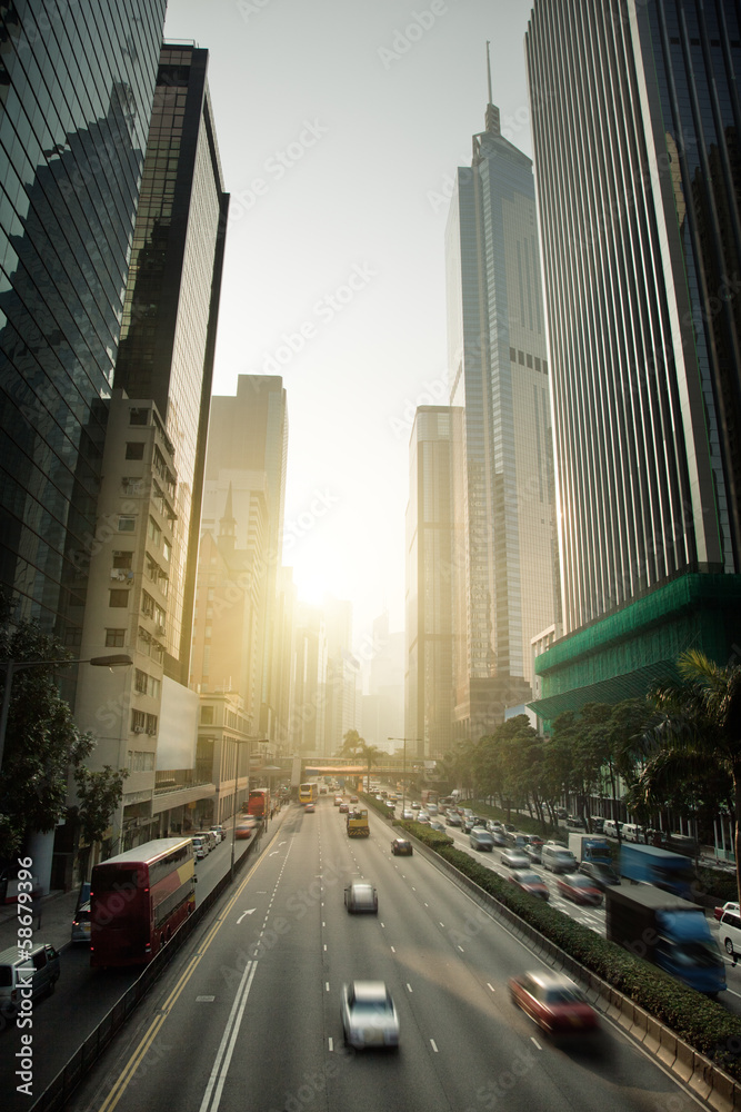 Obraz premium Hong Kong Business District in sunset time